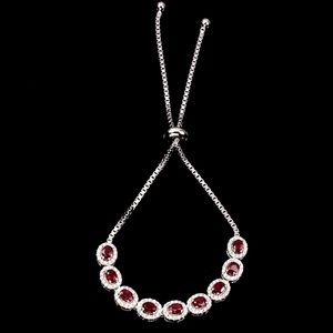Red Ruby & CZ .925 Sterling Silver Bracelet
